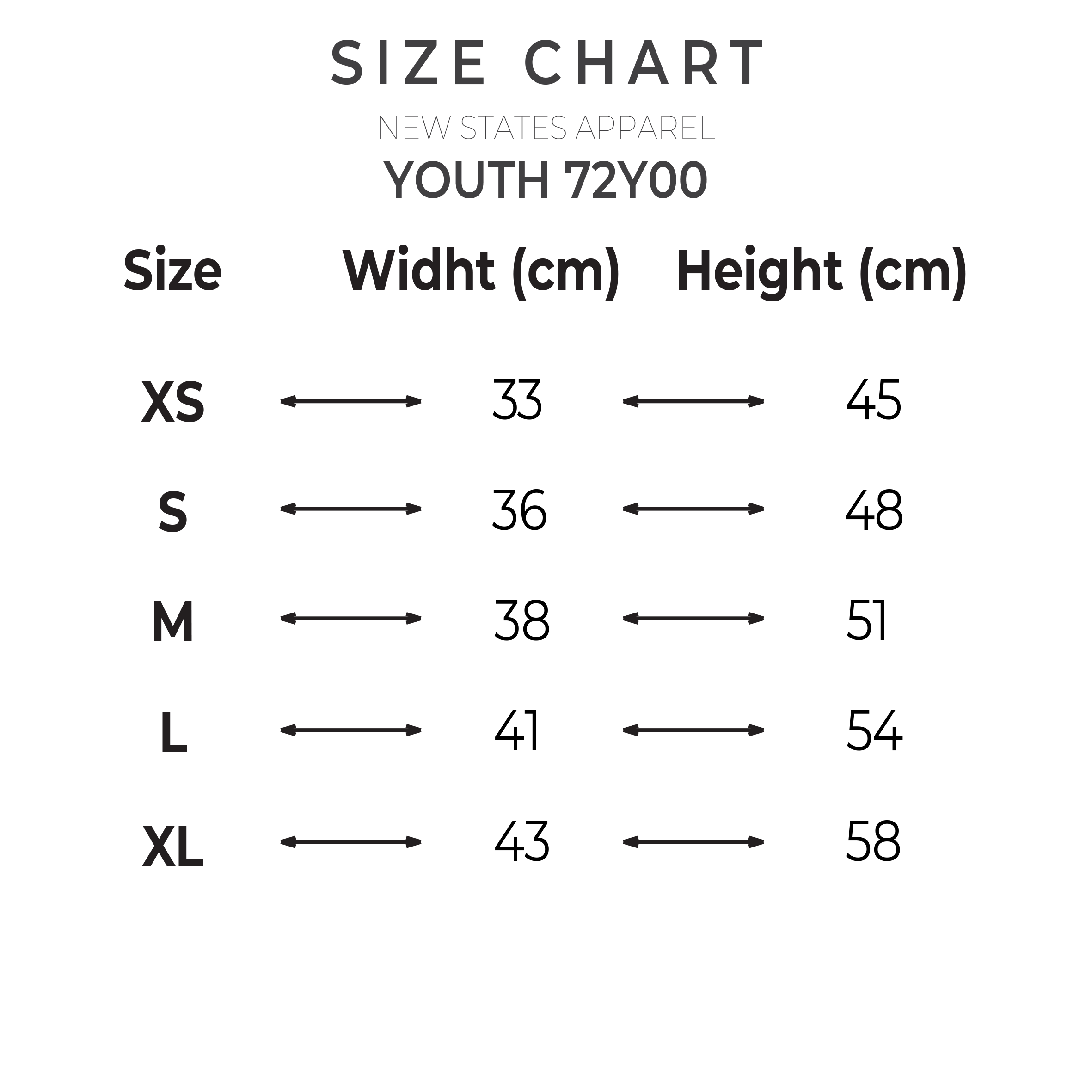 SIZE CHART LENGKAP PUTIH-YOUTH